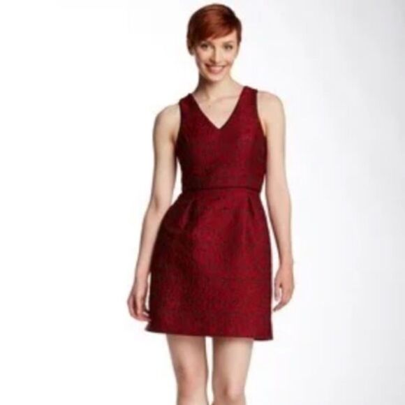 NWT 4 Collective Lace Jacquard V-Neck Dress - Picture 2 of 3